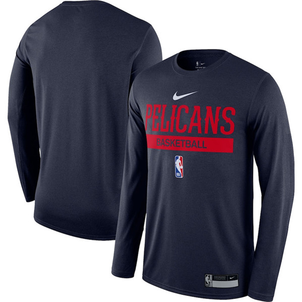 Men's New Orleans Pelicans Navy 2022/23 Legend On-Court Practice Performance Long Sleeve T-Shirt